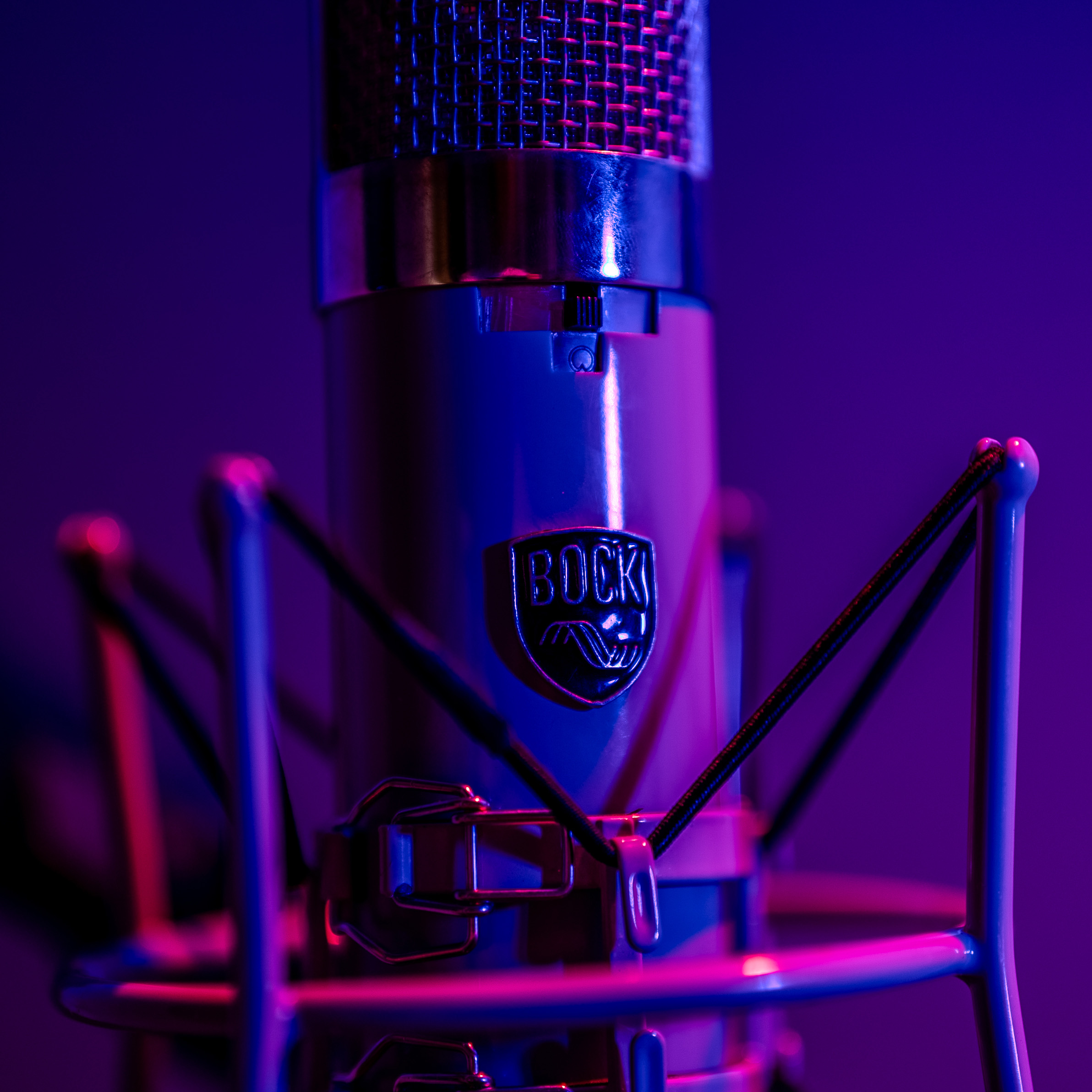 Bock Audio microphone close-up showing studio quality gear