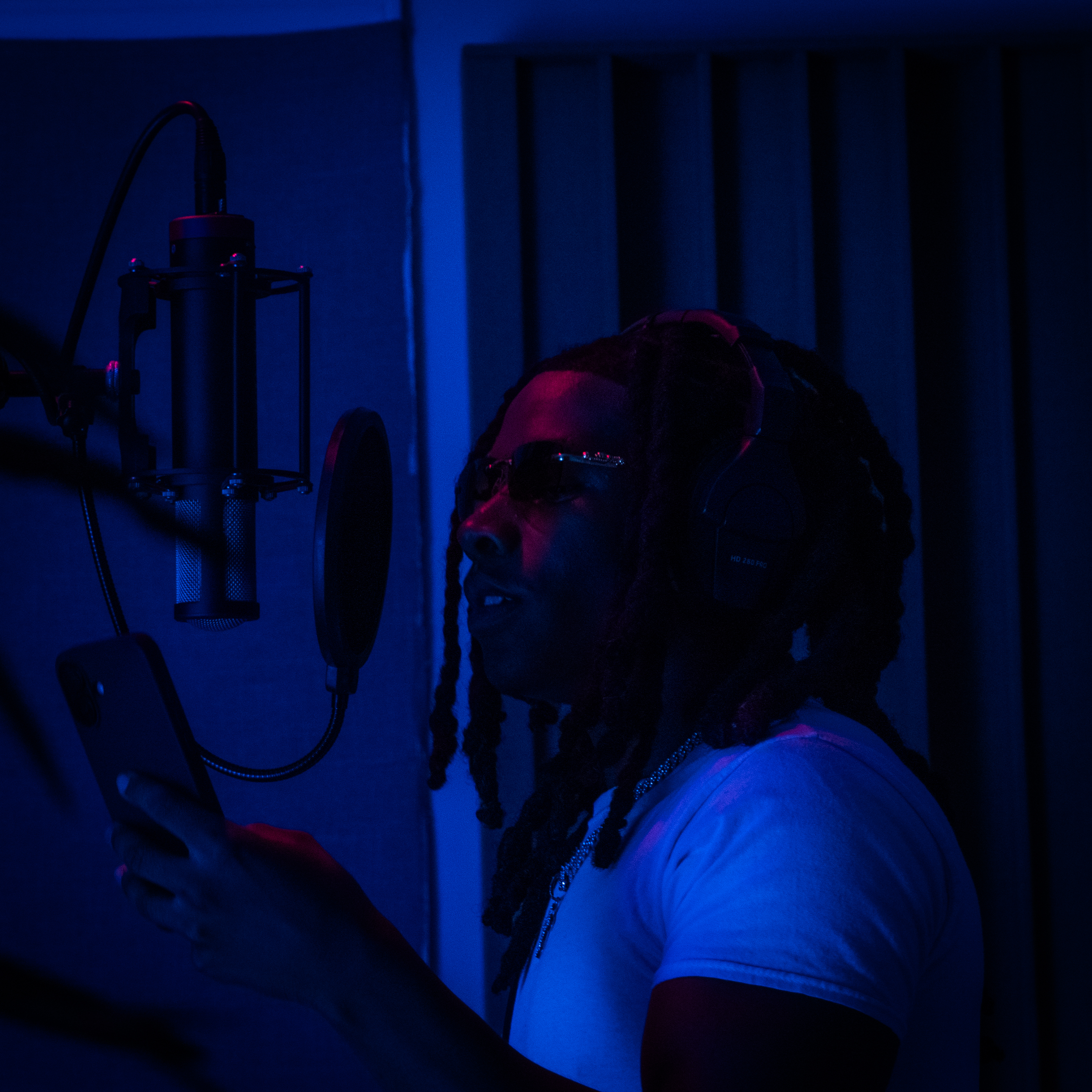 Close-up of the recording booth where melodies are captured